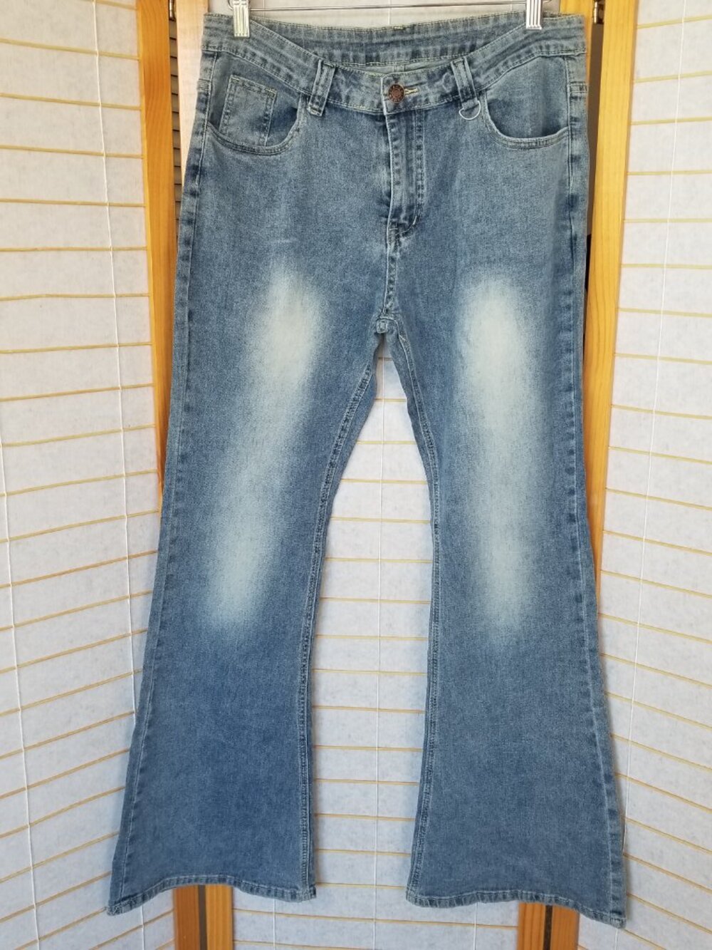 NEW Lightweight Jeans Unisex Women's Size 12 Flared Legs Light Wash Boho Hippie